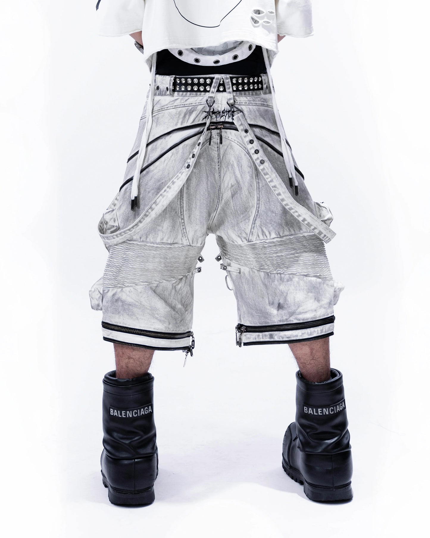 【SATSUN NIGHT】<IT's N0T BLACK & WHITE> HEAVY-DUTY DENIM PANTS - POLLUTED WHITE