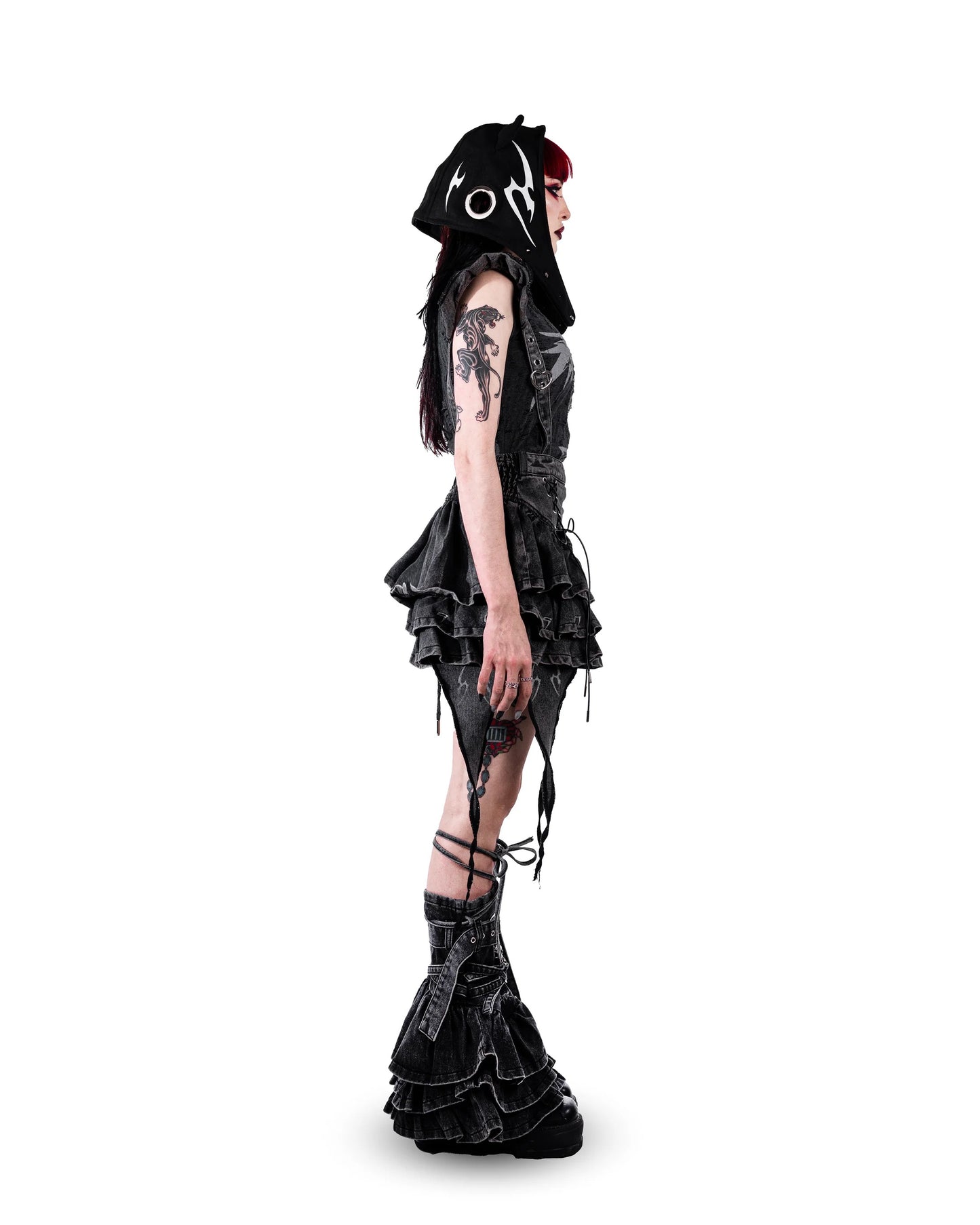 【SATSUN NIGHT】<devil friendship> SKIRT TRANS BAG - WASHED BLACK</devil>
