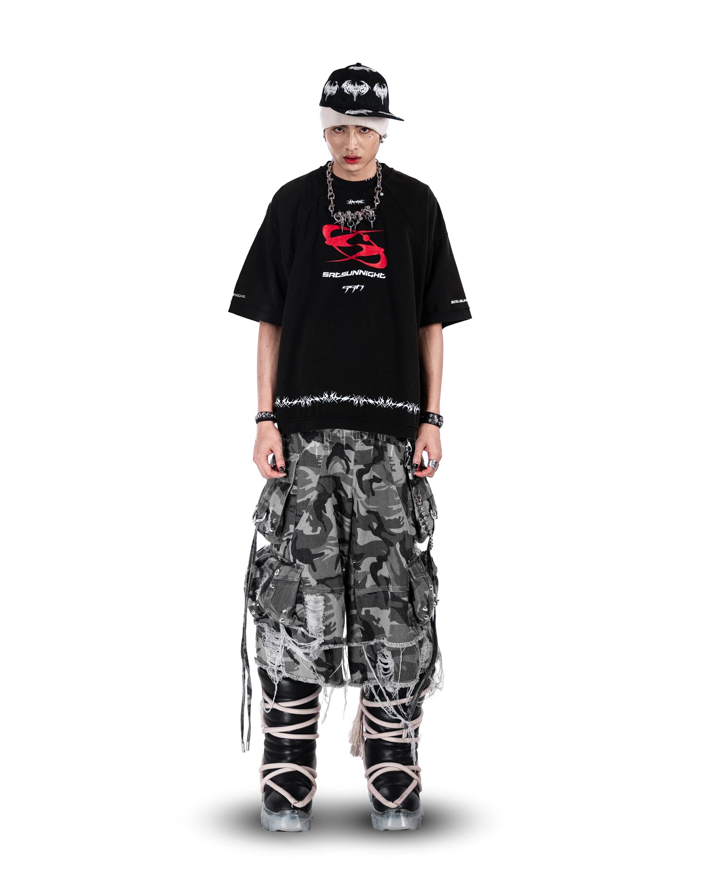 【SATSUN NIGHT】<DEVIL^ANGEL FRIENDSHIP> T-SHIRT - BLACK