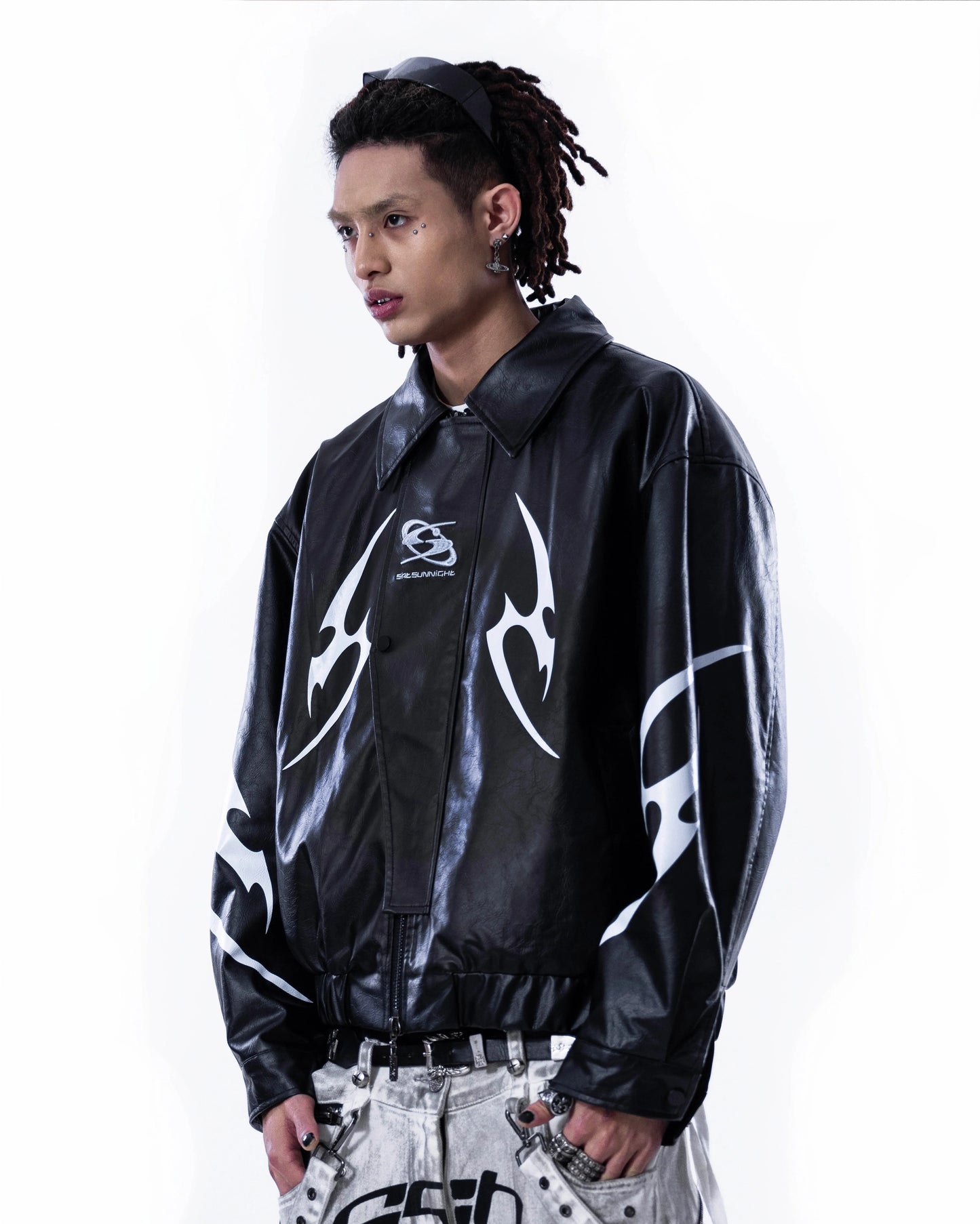 【SATSUN NIGHT】<it n0t black white> LEATHER JACKET - BLACK</it>