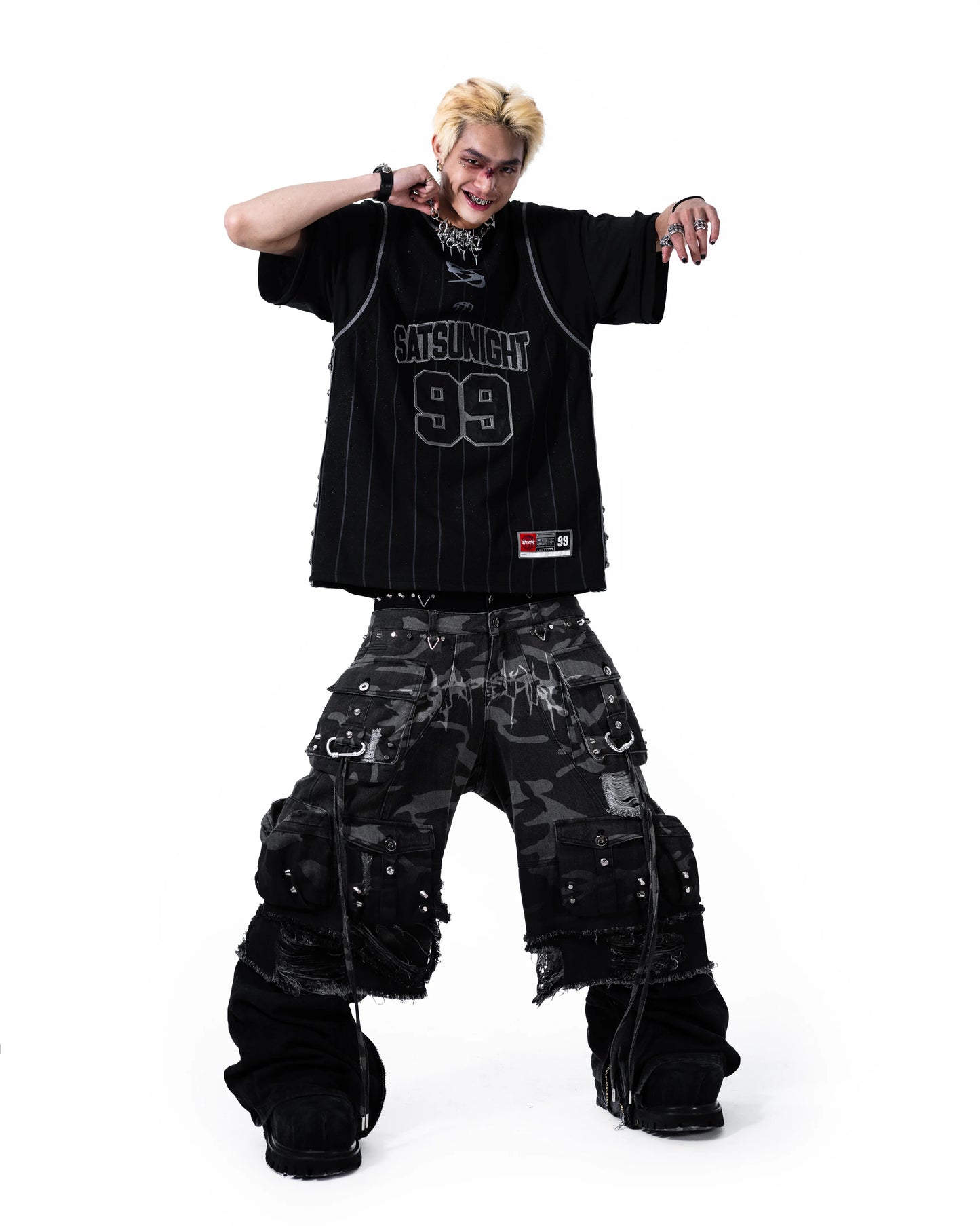 【SATSUN NIGHT】KURO DOUBLE-LAYER BASKETBALL JERSEY - BLACK
