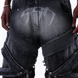 <IT's N0T BLACK & WHITE> HEAVY-DUTY DENIM PANTS - WASHED BLACK