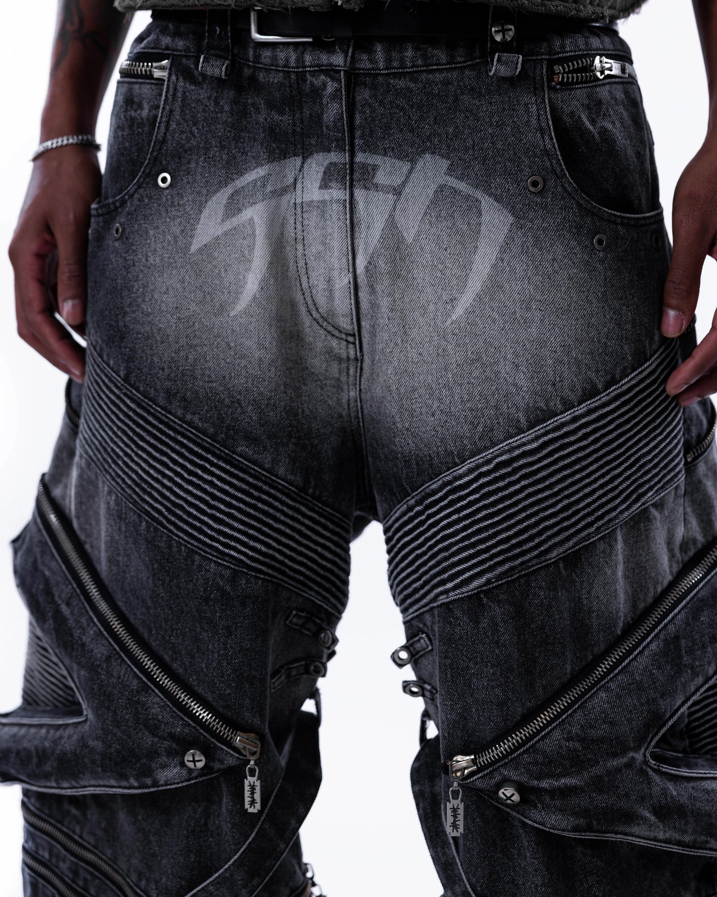 【SATSUN NIGHT】<it n0t black white> HEAVY-DUTY DENIM PANTS - WASHED BLACK</it>