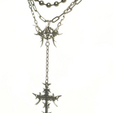 "BlackPaintingII" Multilayer cross necklace