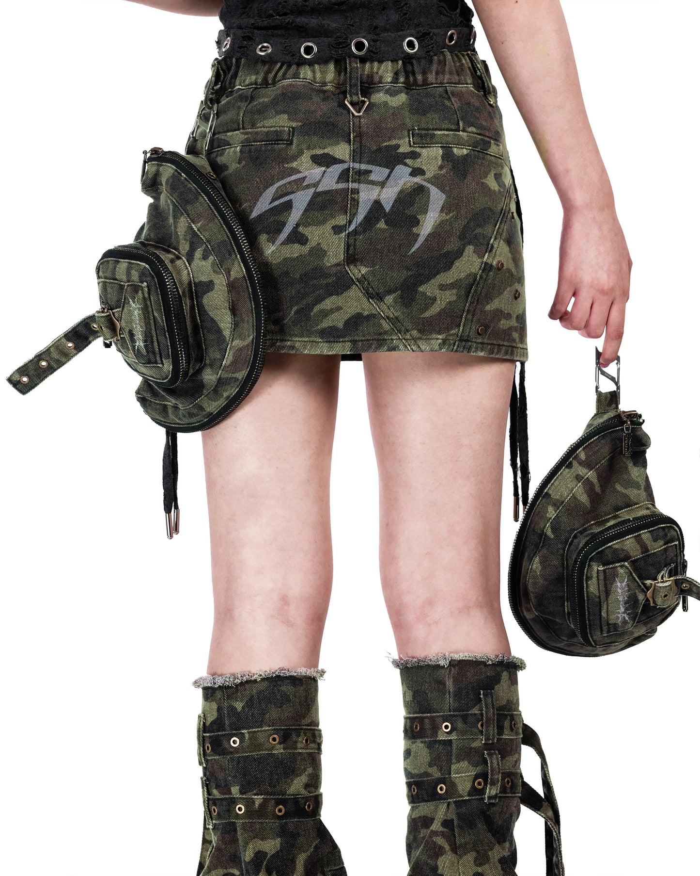 【SATSUN NIGHT】<street-camo> WASHED SKIRT TWINS BAG - CAMO GREEN</street-camo>