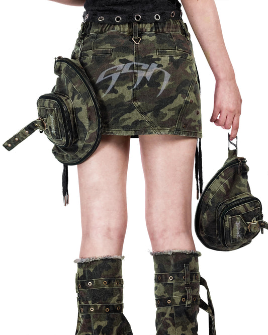 【SATSUN NIGHT】 <STREET-CAMO> WASHED SKIRT TWINS BAG - CAMO GREEN