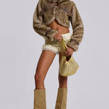 Raven Faux Fur & Leather Crop Jacket