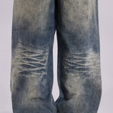 Distressed Muddy Washed Grey Oversized Jeans