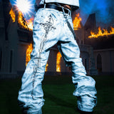 <LOST IN CASTLE> CURVED DENIM PANTS - POLLUTED WHITE