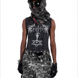 【SATSUN NIGHT】<DEVIL^ANGEL FRIENDSHIP>  GRUNGE TANK - GERY