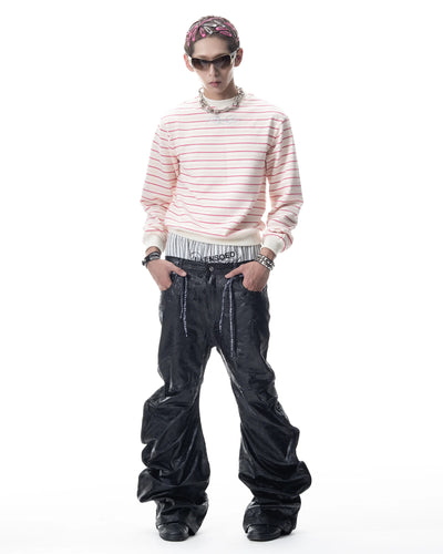 【CH2】</2 BLACK WAXED FLARE JEANS