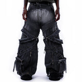 <IT's N0T BLACK & WHITE> HEAVY-DUTY DENIM PANTS - WASHED BLACK