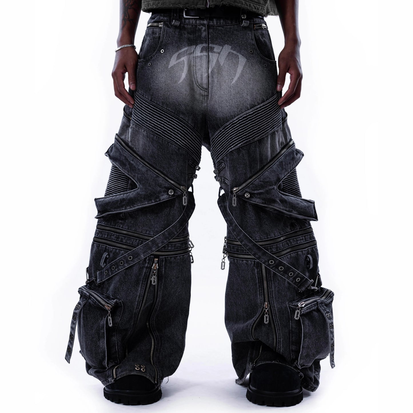 【SATSUN NIGHT】<it n0t black white> HEAVY-DUTY DENIM PANTS - WASHED BLACK</it>