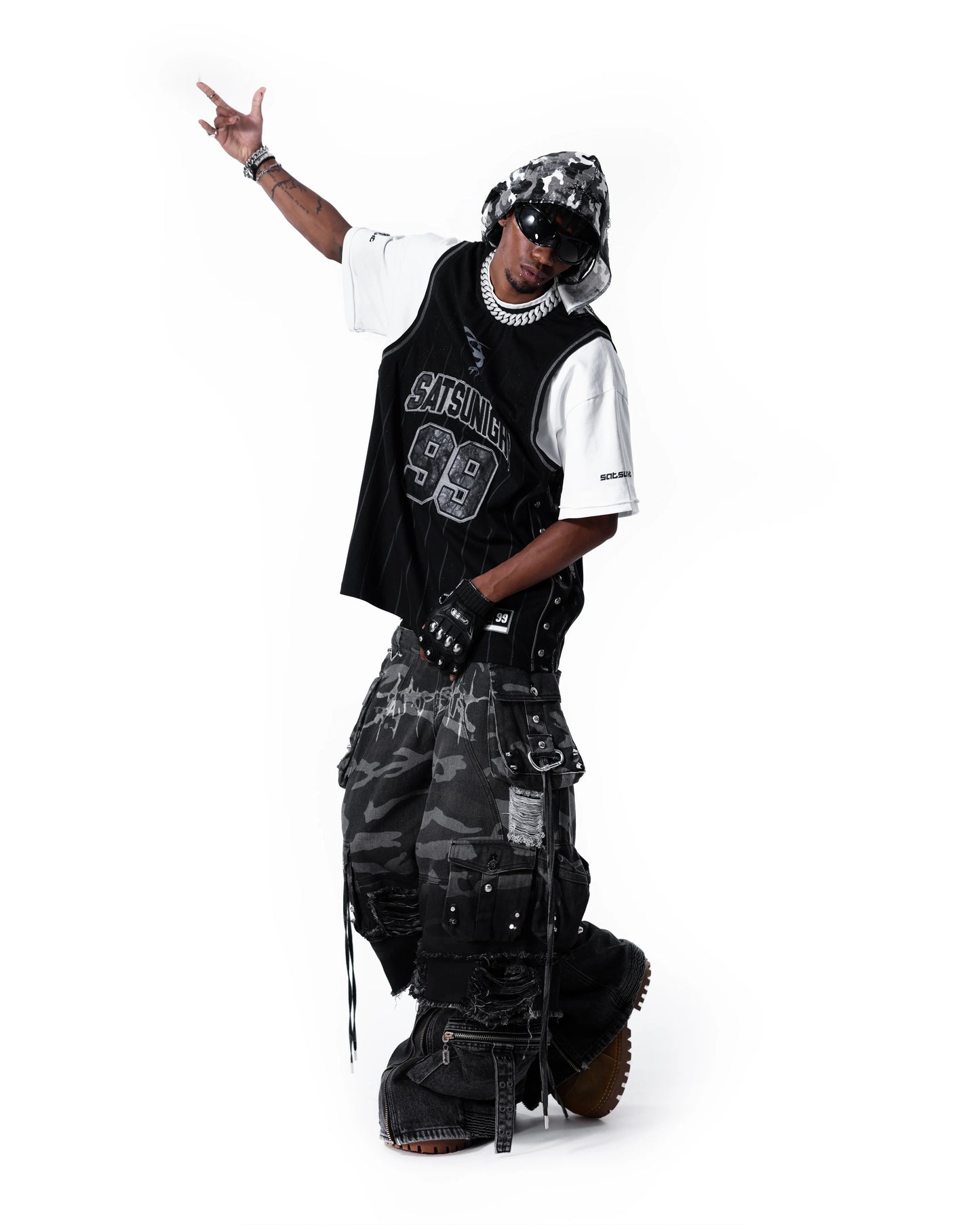 【SATSUN NIGHT】KURO DOUBLE-LAYER BASKETBALL JERSEY - WHITE