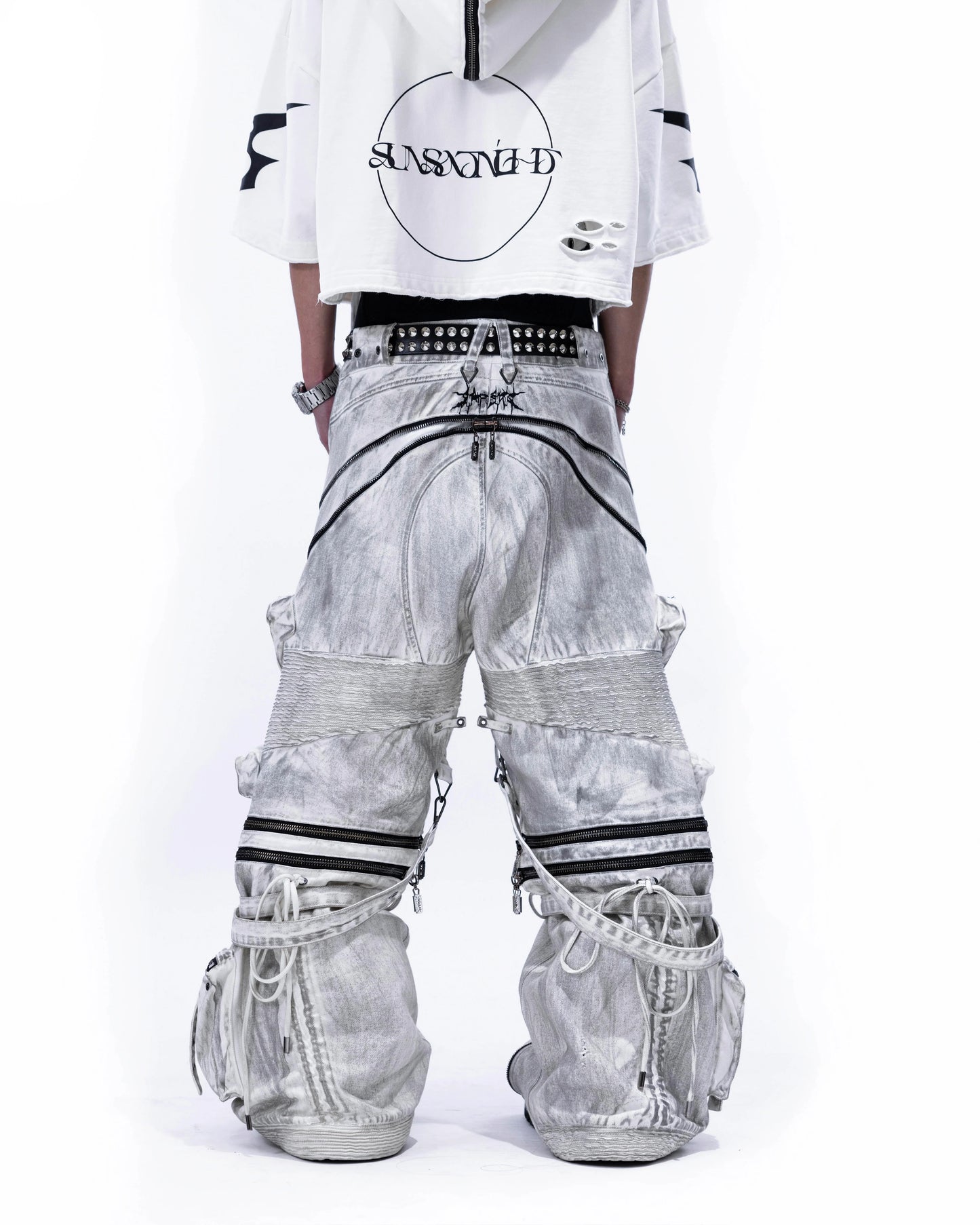 【SATSUN NIGHT】<IT's N0T BLACK & WHITE> HEAVY-DUTY DENIM PANTS - POLLUTED WHITE