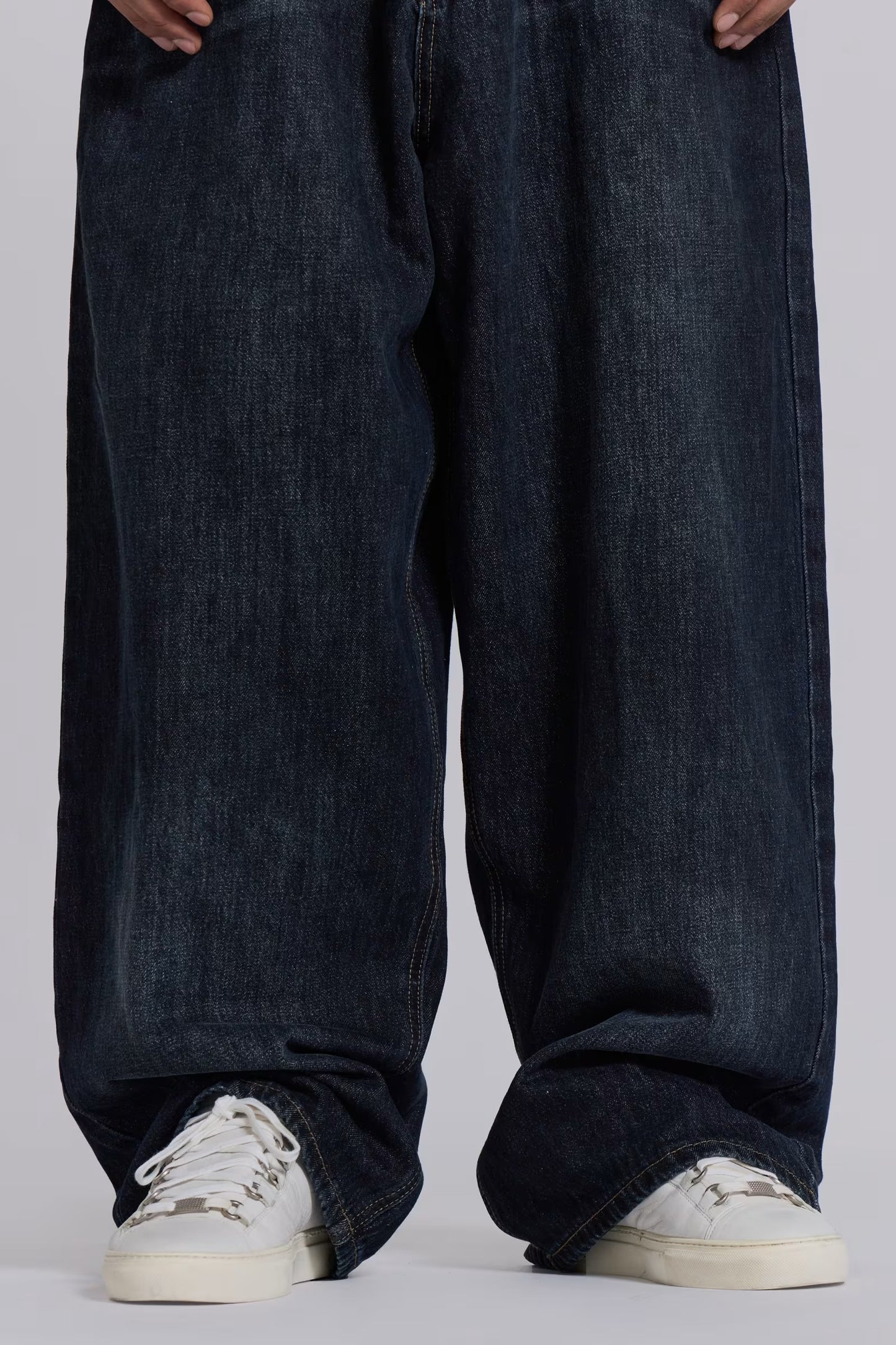 Colorful Letter Slogan Oversized Dark Jeans