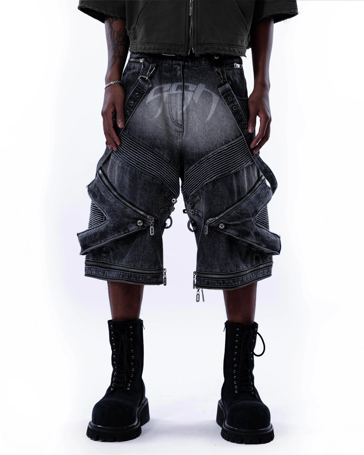 【SATSUN NIGHT】<it n0t black white> HEAVY-DUTY DENIM PANTS - WASHED BLACK</it>