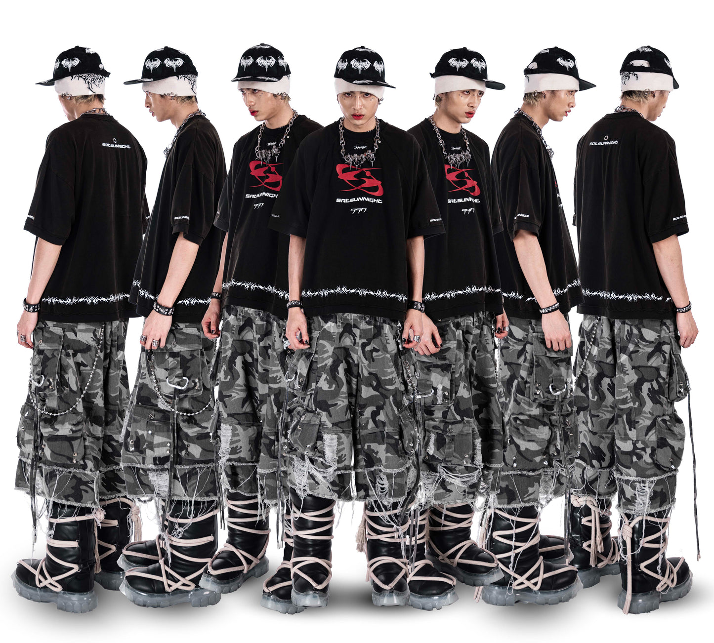 【SATSUN NIGHT】<DEVIL^ANGEL FRIENDSHIP> T-SHIRT - BLACK