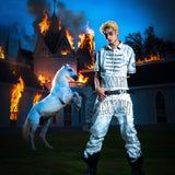 <LOST IN CASTLE> CURVED DENIM PANTS - POLLUTED WHITE