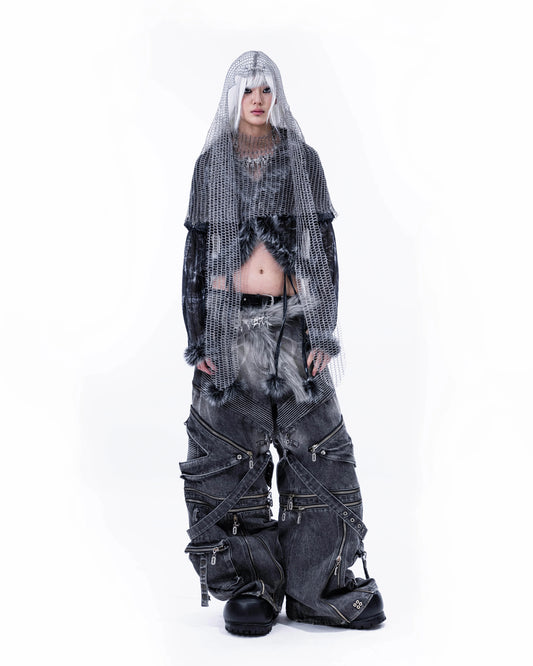 【SATSUN NIGHT】<IT's N0T BLACK & WHITE> HEAVY-DUTY DENIM PANTS - WASHED BLACK