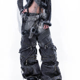 <IT's N0T BLACK & WHITE> HEAVY-DUTY DENIM PANTS - WASHED BLACK