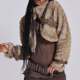 Raven Faux Fur & Leather Crop Jacket