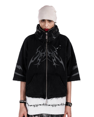 <DEVIL^ANGEL FRIENDSHIP> SHORT JACKET - WASHED BLACK