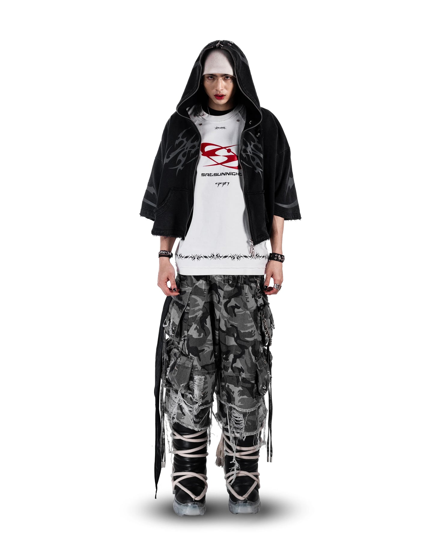 【SATSUN NIGHT】<DEVIL^ANGEL FRIENDSHIP> SHORT JACKET - WASHED BLACK