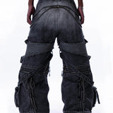 <IT's N0T BLACK & WHITE> HEAVY-DUTY DENIM PANTS - WASHED BLACK