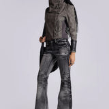 Washed Black Slim Fit Whiskered Flare Jeans