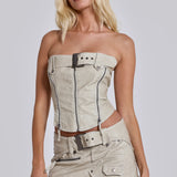 Axel Faux Leather Corset Top