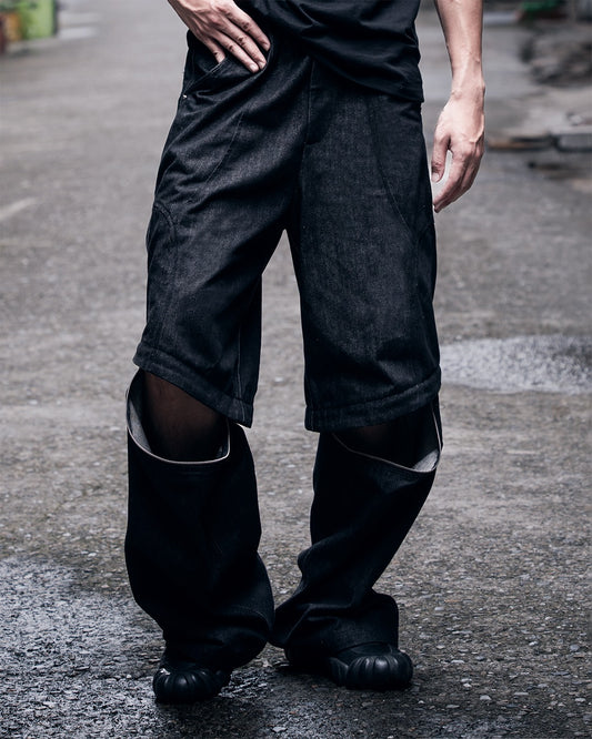 【JIMMY GUTSON】LOW KEY RUN NO.01 / Evolution – Membranous Wing Paneled Wide Denim(black)
