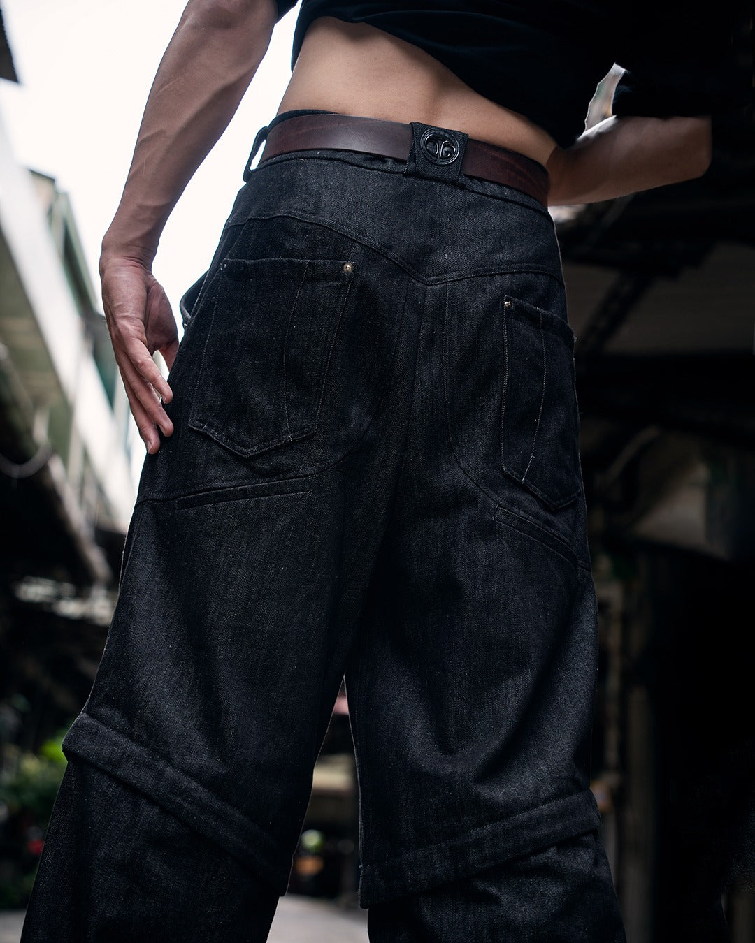 【JIMMY GUTSON】LOW KEY RUN NO.01 / Evolution – Membranous Wing Paneled Wide Denim(black)