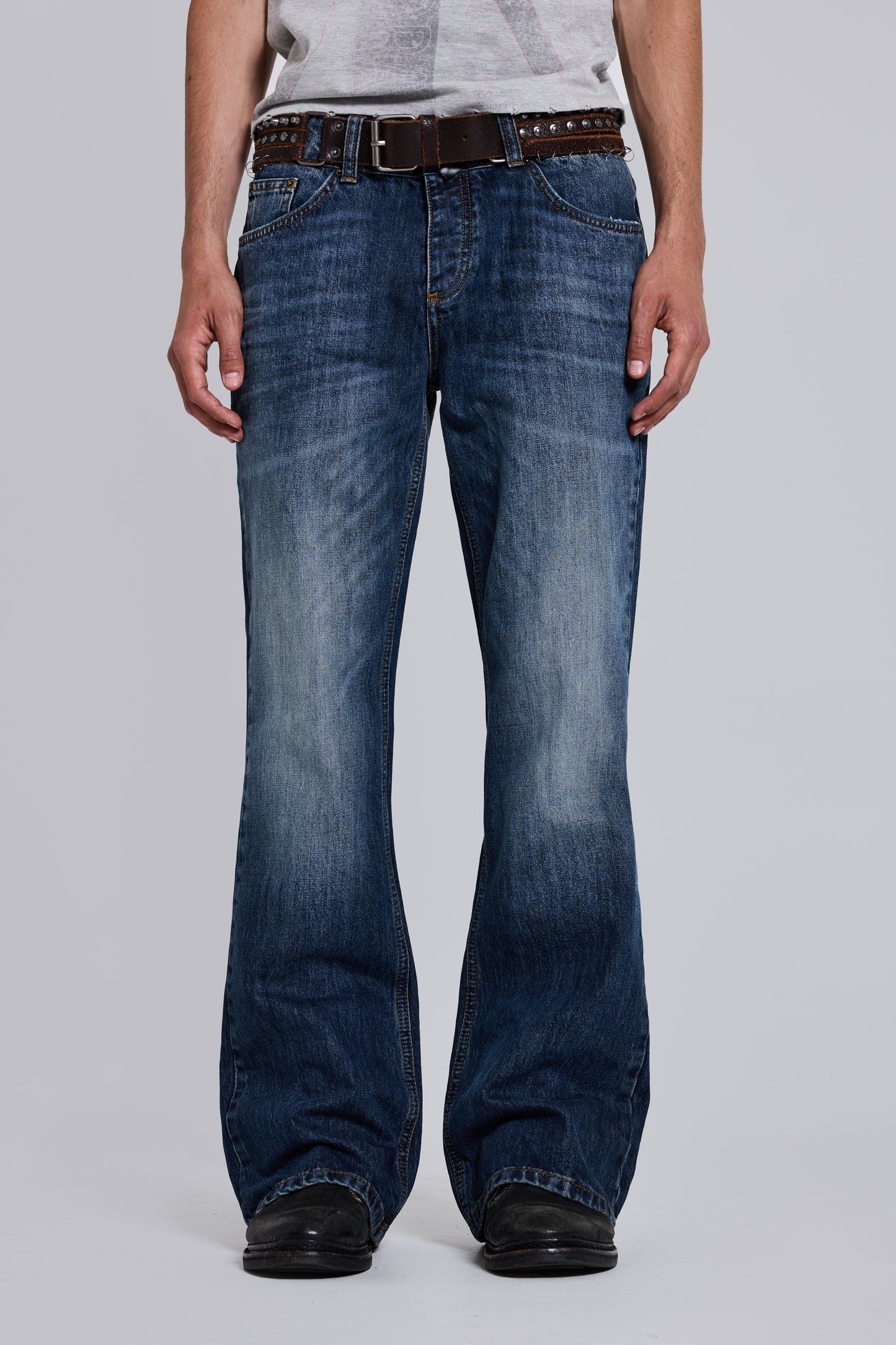 Indigo Axis Wide-Leg Loose Jeans