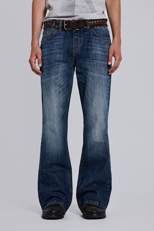Indigo Axis Wide-Leg Loose Jeans