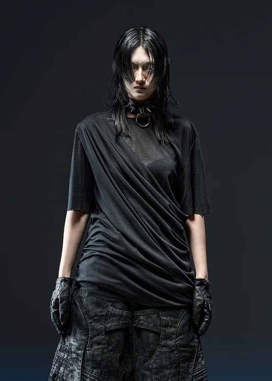 【RICH】DOUBLE LAYER TWISTED T-SHIRT