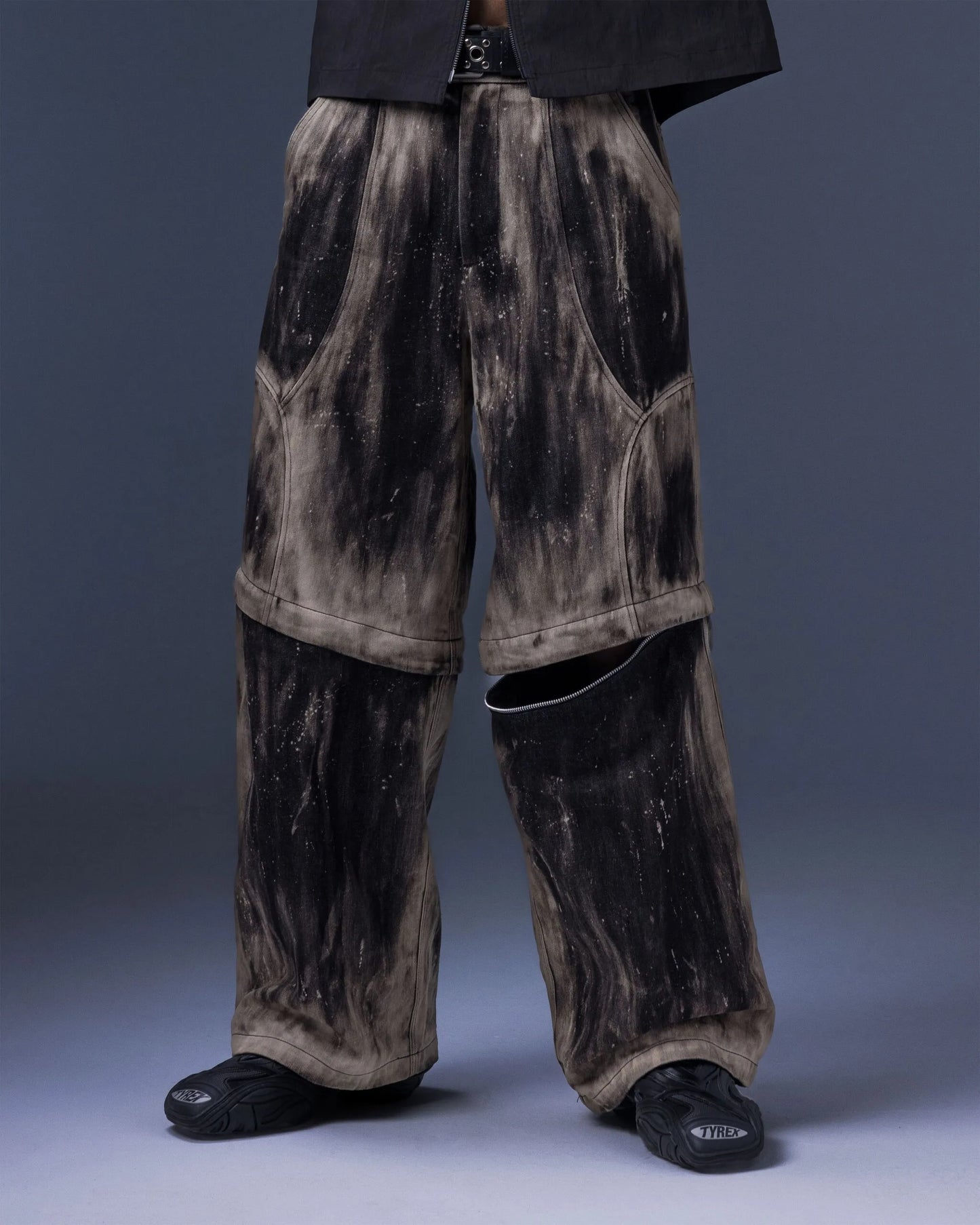 【JIMMY GUTSON】MEMBRANE WINGS- PANEL WIDE-LEG JEANS(Hand-brushed fade)
