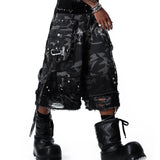 STREET-CAMO 2.0 - WASHED GREY DENIM SHORTS