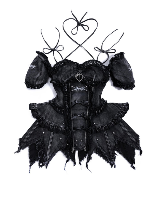 【SATSUN NIGHT】KURO PUNK PRINCESS DRESS - WASHED BLACK