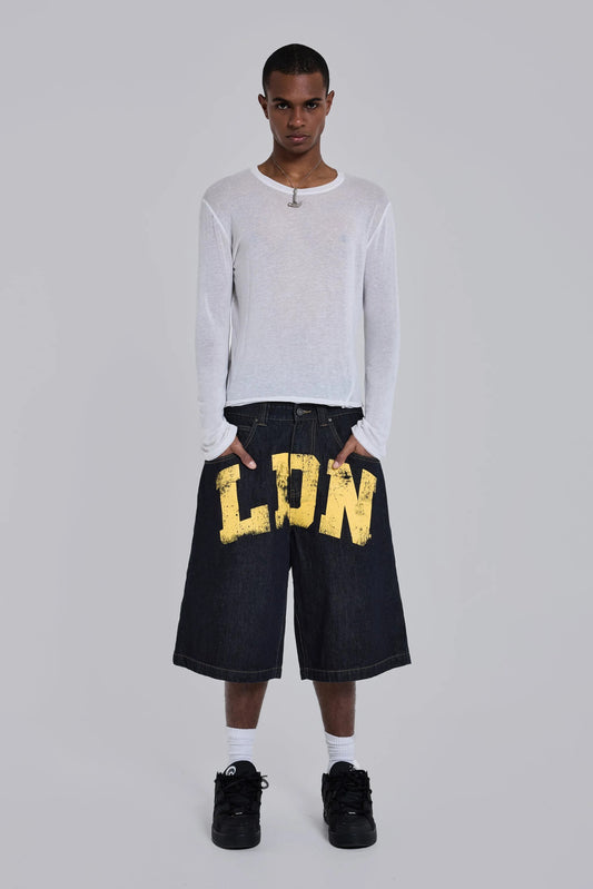 LDN Print Heavy Rigid Coarse Denim Jorts