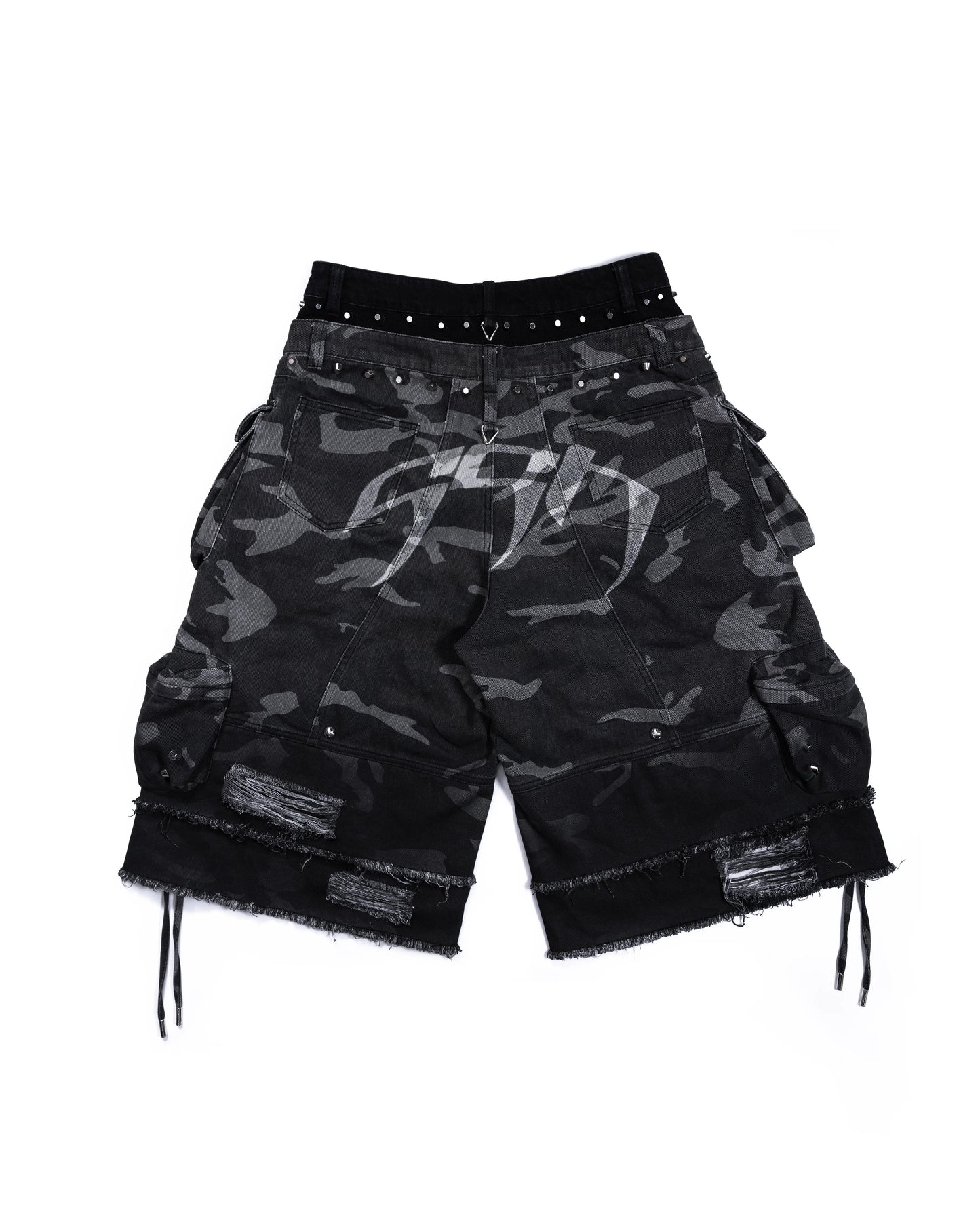 【SATSUN NIGHT】STREET-CAMO 2.0 - WASHED GREY DENIM SHORTS