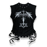 <DEVIL^ANGEL FRIENDSHIP>  GRUNGE TANK - BLACK