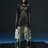 GREEN WASHED CARGO WIDE SHORT
