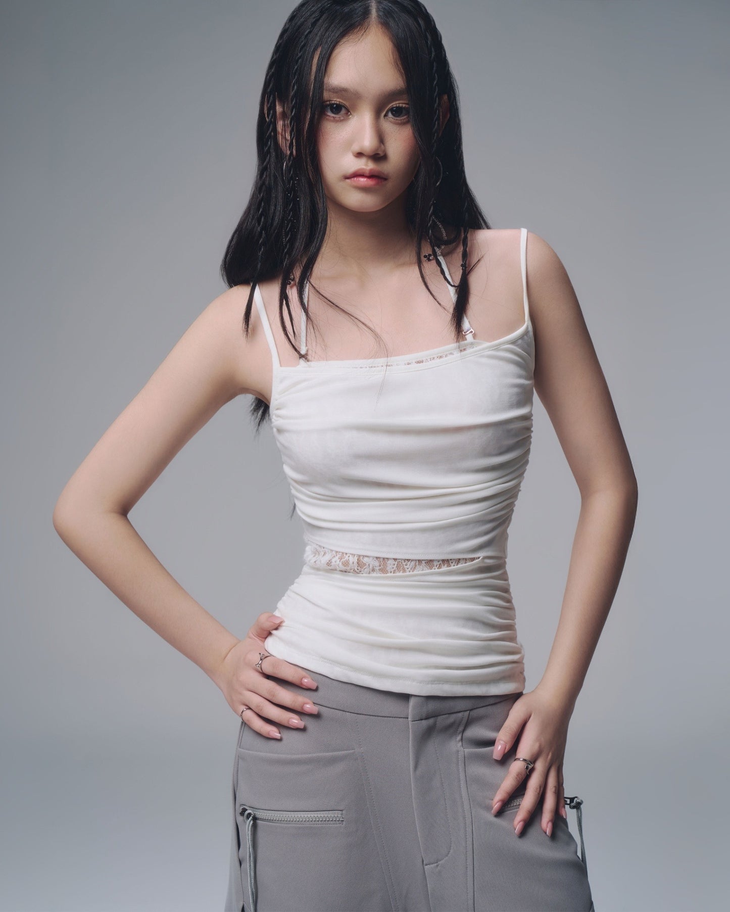 【BUNNYHILL CONCEPT】AYSEL LACE PANEL TOP (WHITE)