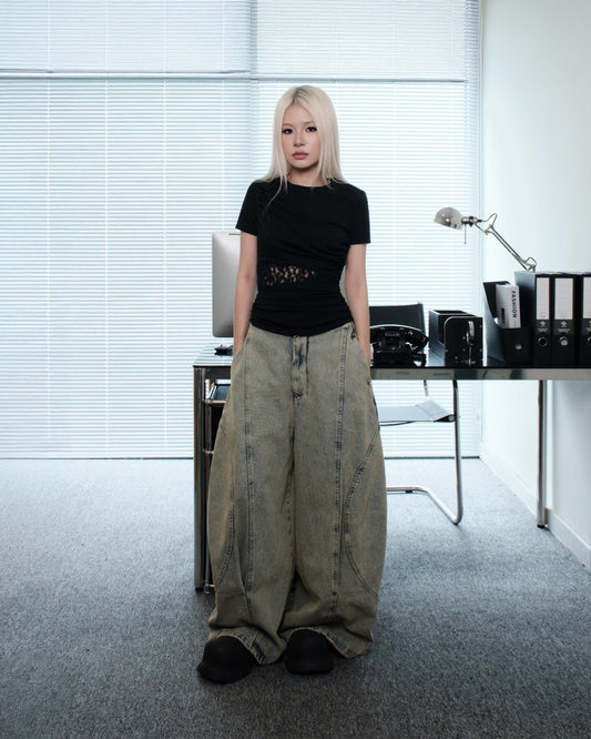 【BUNNYHILL CONCEPT】RAE LACE PANEL TOP (BLACK)