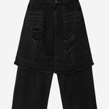 【BLR BLUER】DESTROYED DOUBLE DENIM PANTS