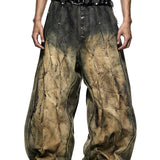 Multi Rivet Dirt Washed Wide Pants