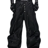 Waxed drawstring pants with side studs