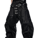 Mock Double Waist Wide Leg Pants