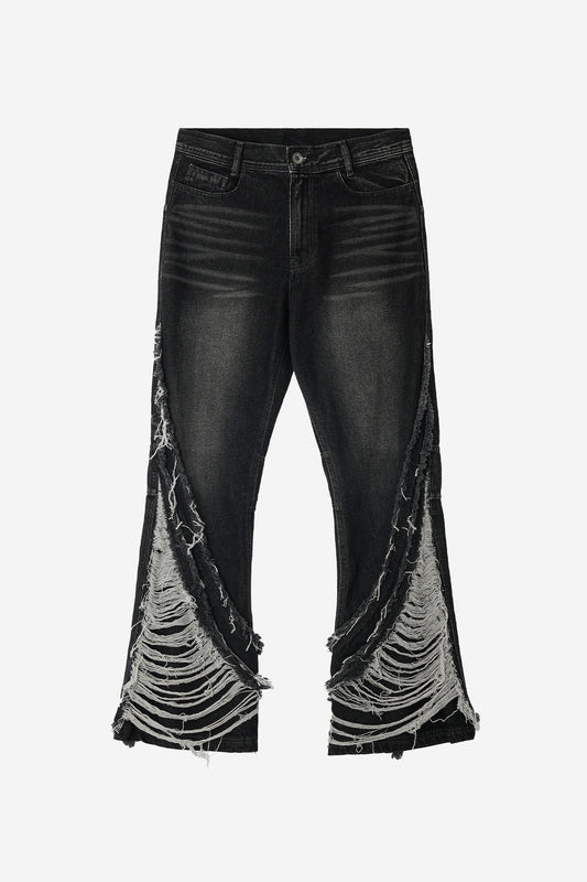 【BLR BLUER】DESTROYED CRUSH LINE WASHED PANTS